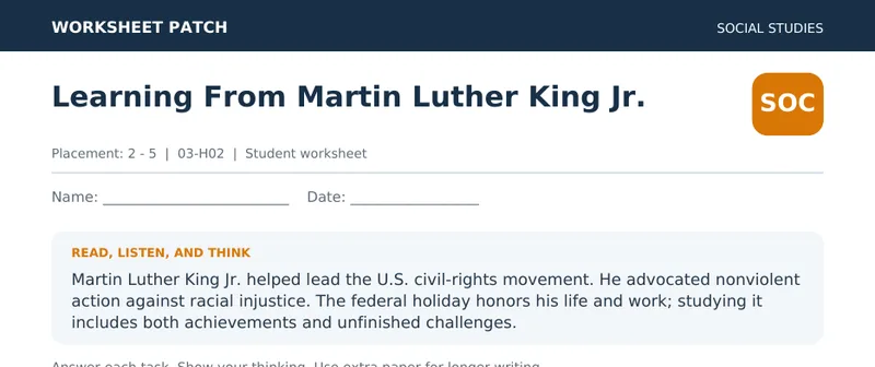 Page 1 preview of Learning From Martin Luther King Jr.