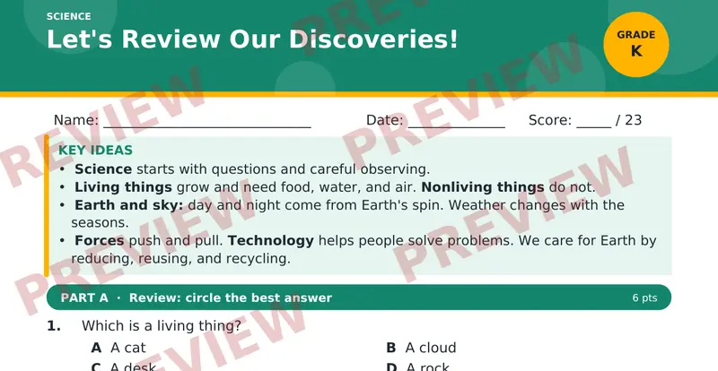 Page 1 preview of Let's Review Our Discoveries!
