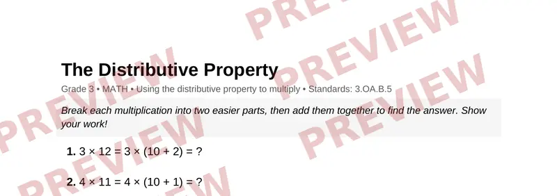 Page 1 preview of The Distributive Property