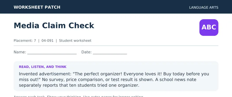 Page 1 preview of Media Claim Check