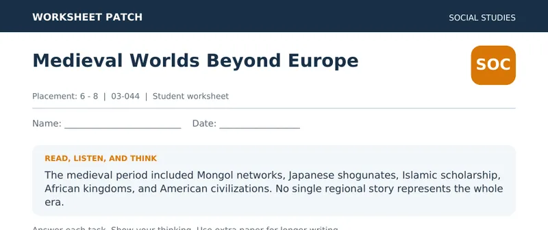 Page 1 preview of Medieval Worlds Beyond Europe