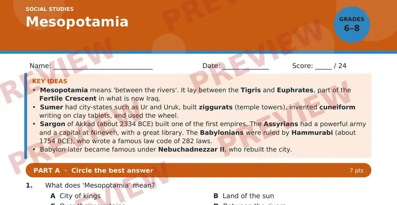 Page 1 preview of Mesopotamia