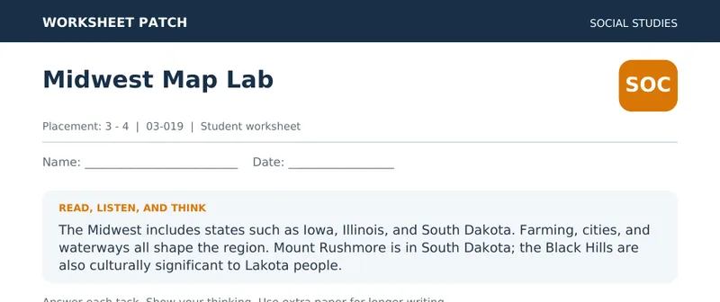 Page 1 preview of Midwest Map Lab