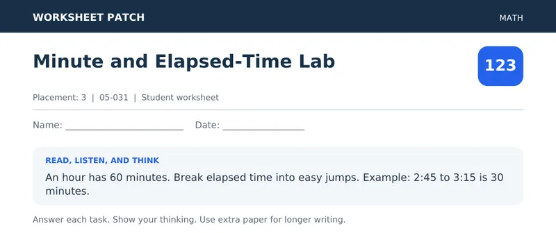 Page 1 preview of Minute and Elapsed-Time Lab