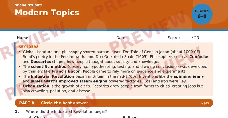 Page 1 preview of Modern Topics