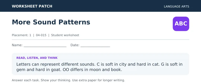 Page 1 preview of More Sound Patterns