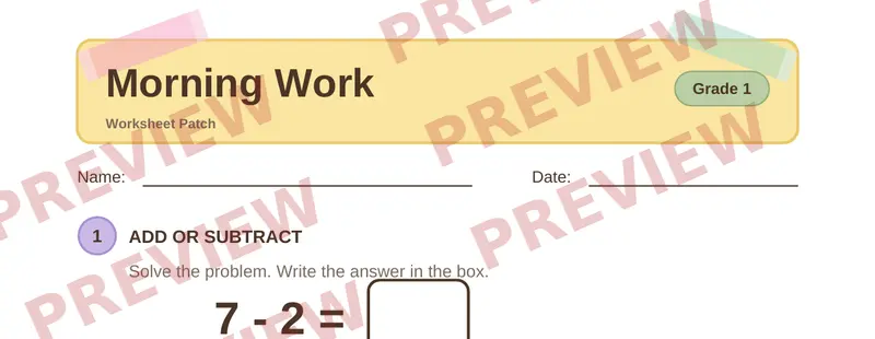 Partial preview of Morning Work: Grade 1, Day 2