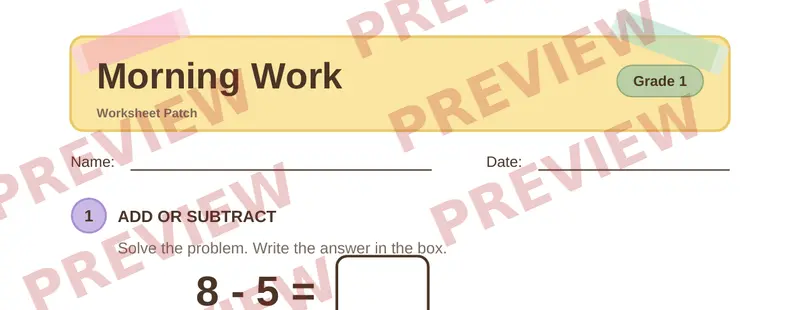 Partial preview of Morning Work: Grade 1, Day 6