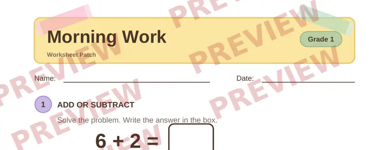 Partial preview of Morning Work: Grade 1, Day 9
