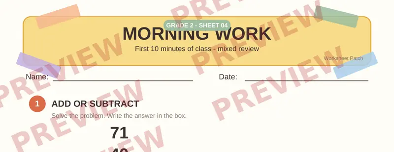 Partial preview of Morning Work: Grade 2, Day 4