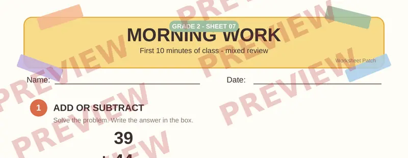 Partial preview of Morning Work: Grade 2, Day 7