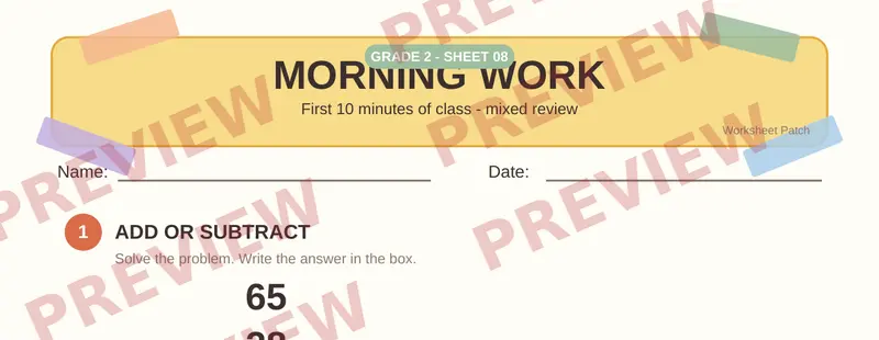 Partial preview of Morning Work: Grade 2, Day 8