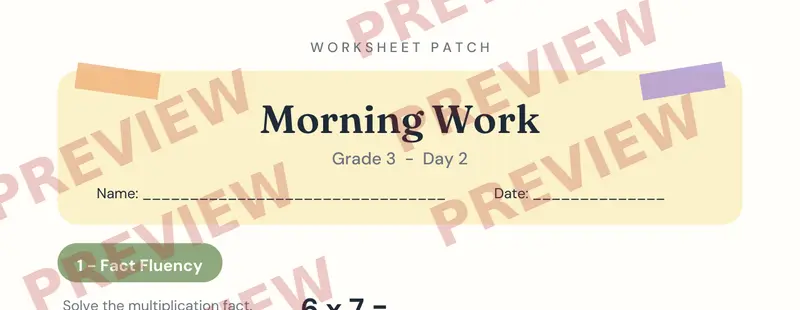 Partial preview of Morning Work: Grade 3, Day 2