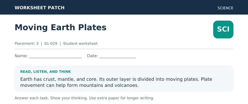 Page 1 preview of Moving Earth Plates