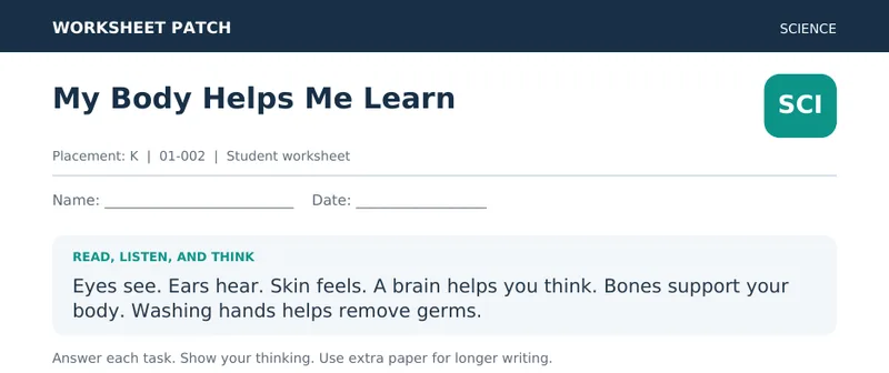 Page 1 preview of My Body Helps Me Learn