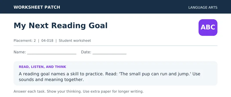 Page 1 preview of My Next Reading Goal