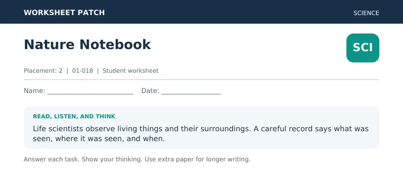 Page 1 preview of Nature Notebook