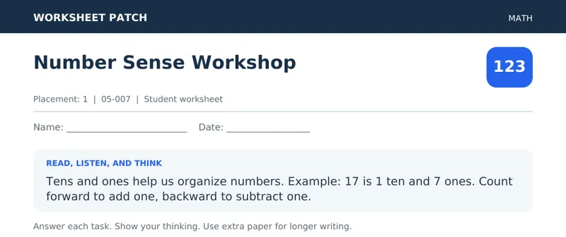 Page 1 preview of Number Sense Workshop