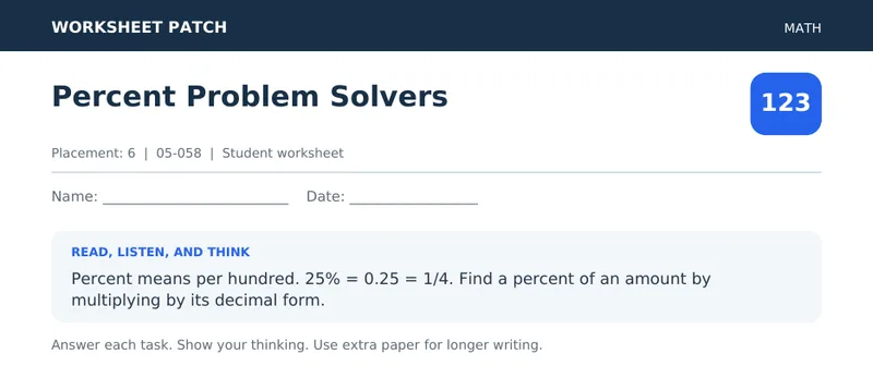 Page 1 preview of Percent Problem Solvers