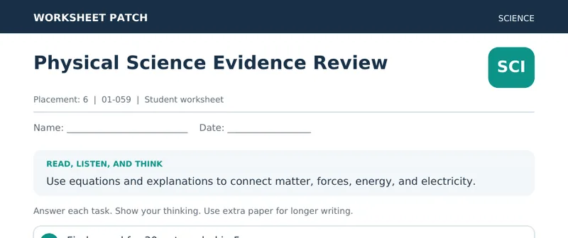 Page 1 preview of Physical Science Evidence Review