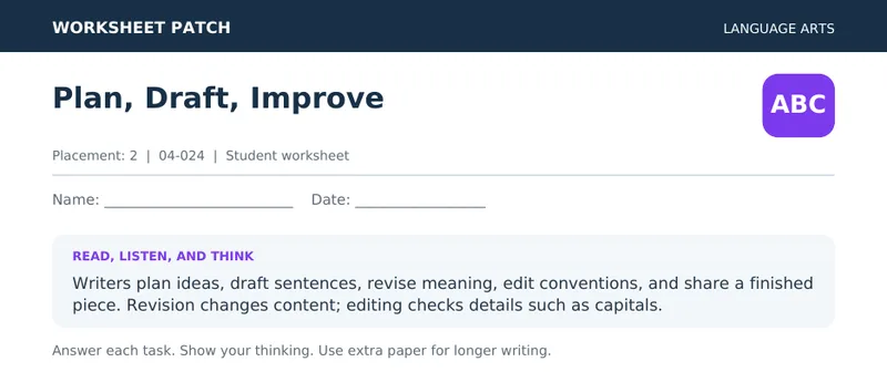 Page 1 preview of Plan, Draft, Improve