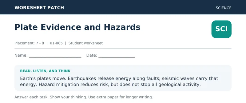 Page 1 preview of Plate Evidence and Hazards