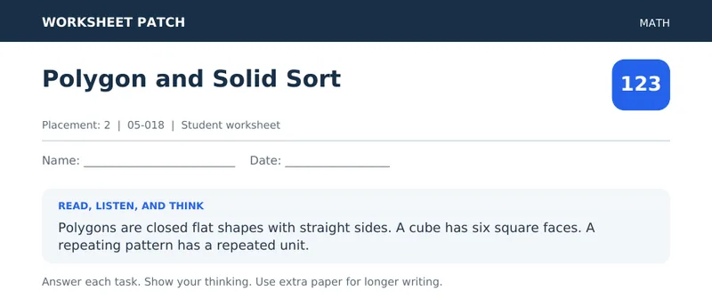 Page 1 preview of Polygon and Solid Sort