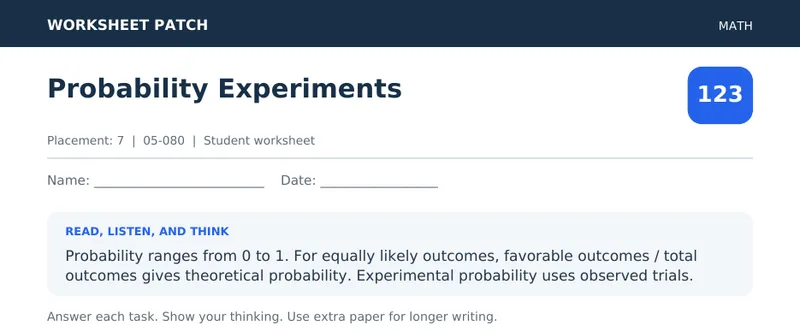 Page 1 preview of Probability Experiments