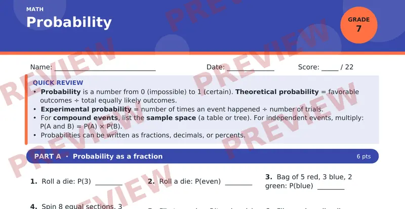 Page 1 preview of Probability