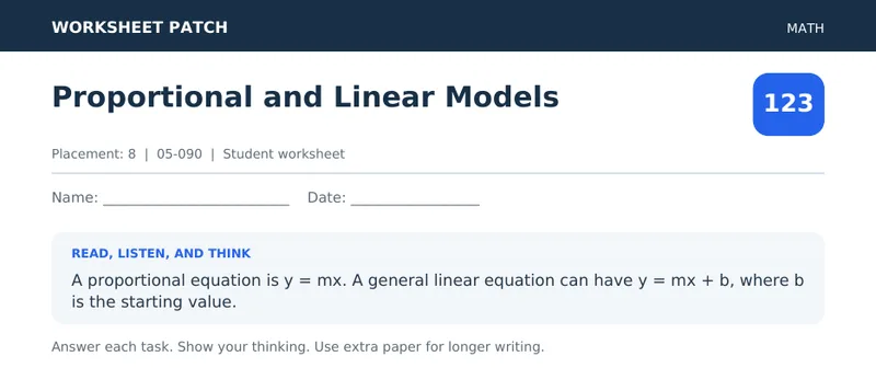 Page 1 preview of Proportional and Linear Models