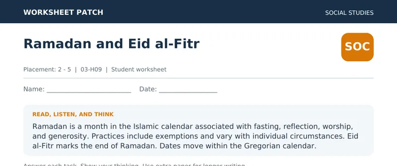Page 1 preview of Ramadan and Eid al-Fitr