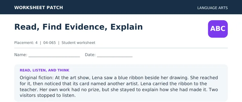 Page 1 preview of Read, Find Evidence, Explain — Grade 4
