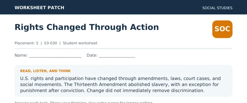 Page 1 preview of Rights Changed Through Action