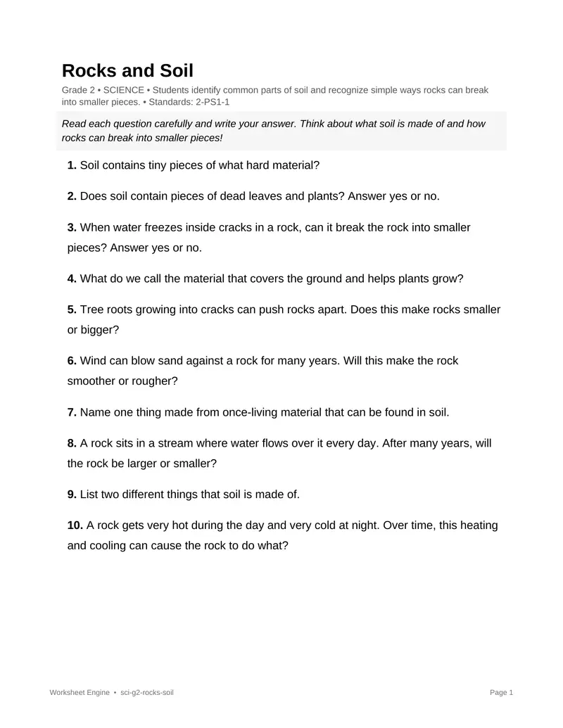 Page 1 preview of Rocks and Soil