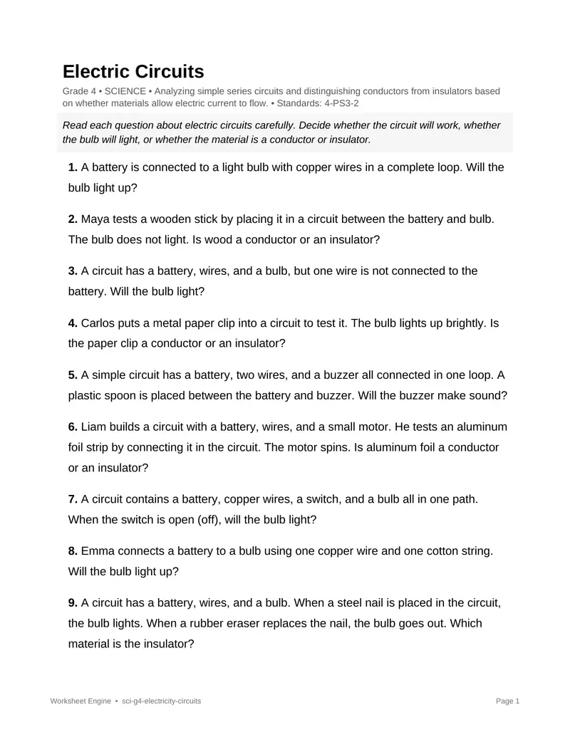 Page 1 preview of Electric Circuits