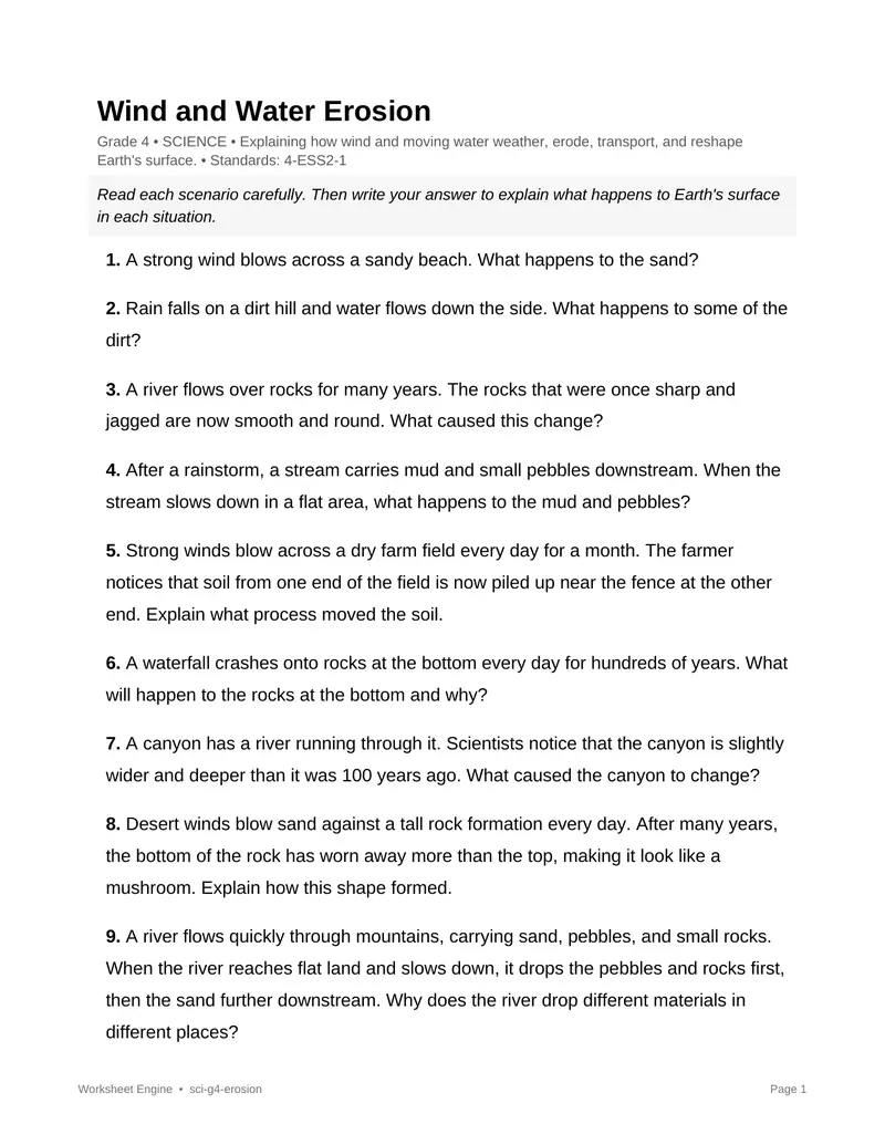 Page 1 preview of Wind and Water Erosion