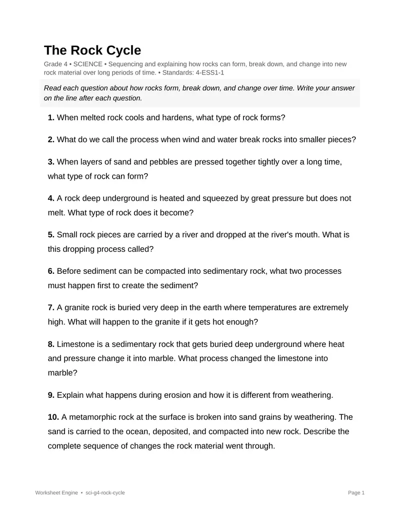 Page 1 preview of The Rock Cycle