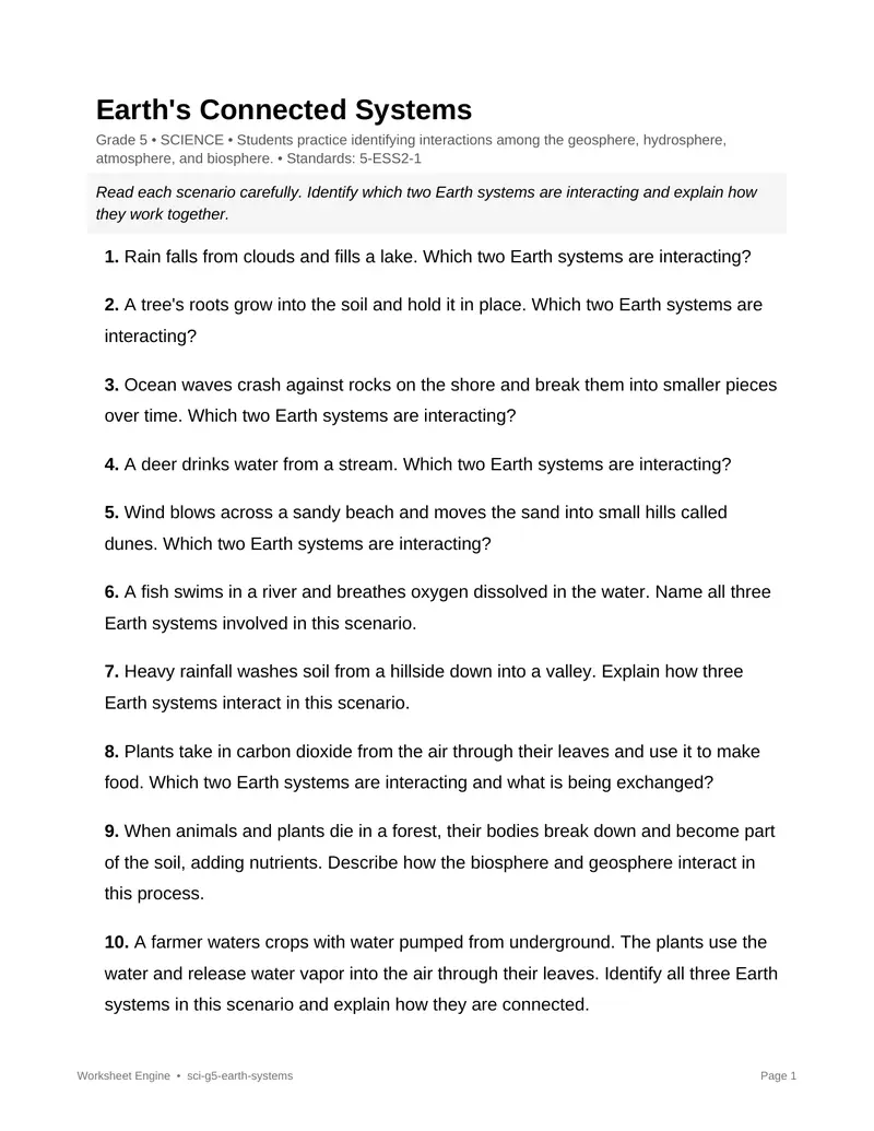 Page 1 preview of Earth's Connected Systems