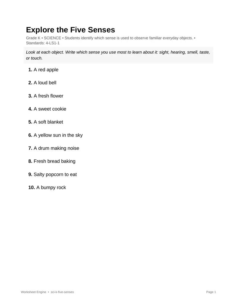 Page 1 preview of Explore the Five Senses