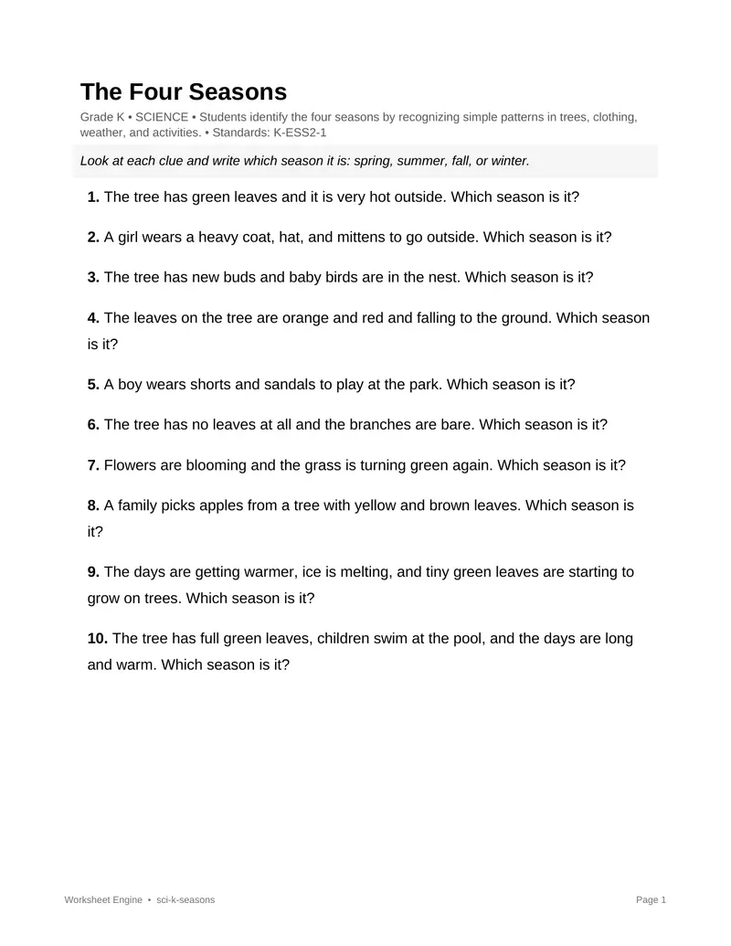 Page 1 preview of The Four Seasons