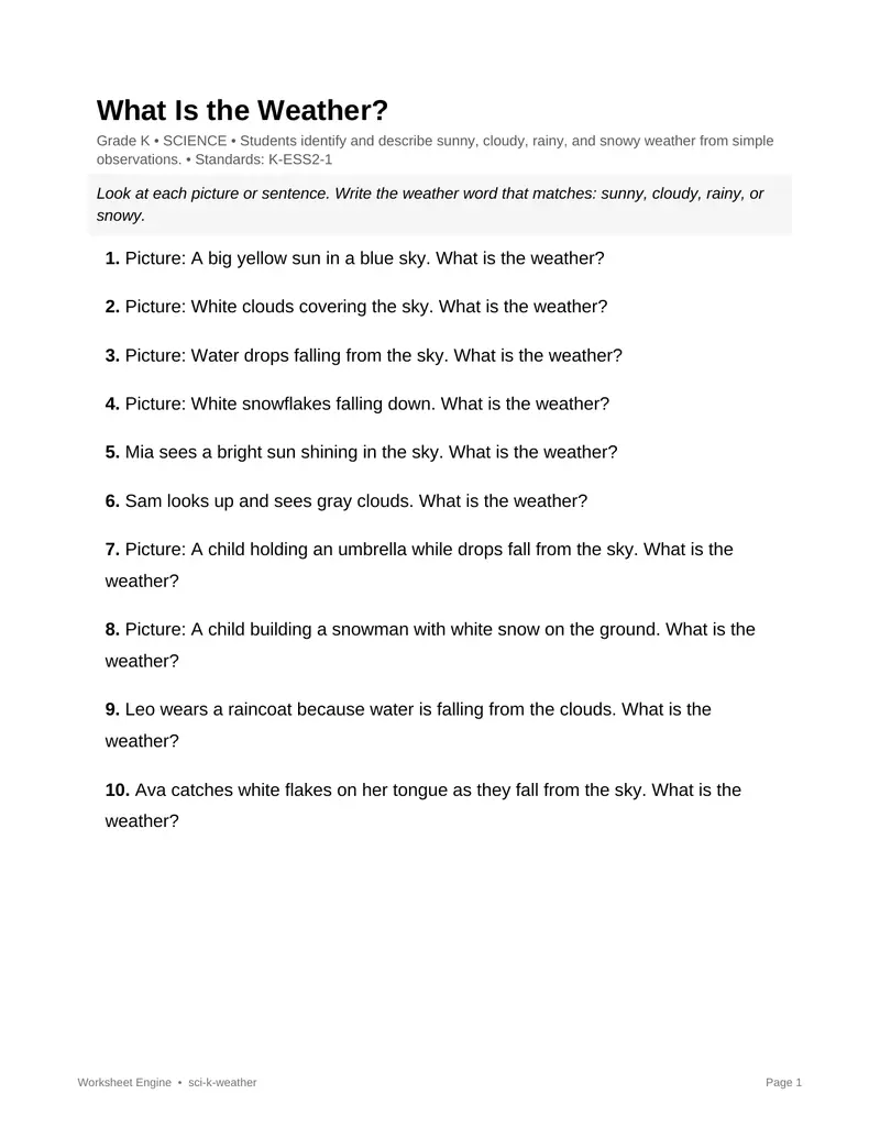 Page 1 preview of What Is the Weather?