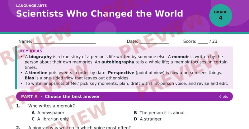 Page 1 preview of Scientists Who Changed the World