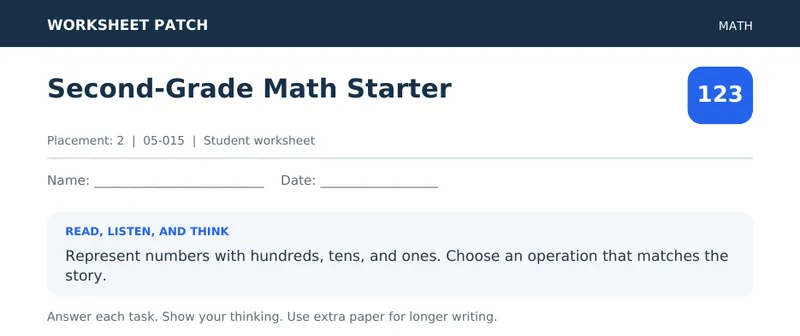 Page 1 preview of Second-Grade Math Starter