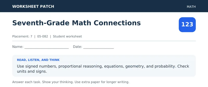 Page 1 preview of Seventh-Grade Math Connections