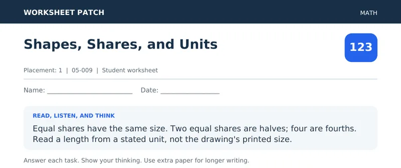 Page 1 preview of Shapes, Shares, and Units