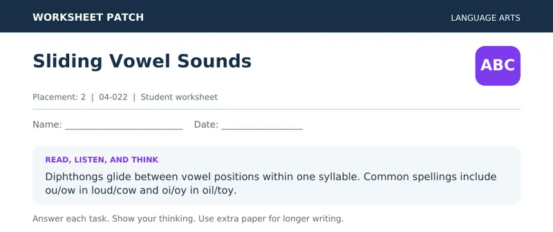 Page 1 preview of Sliding Vowel Sounds