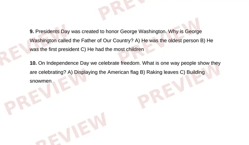 Page 2 partial preview of National Holidays