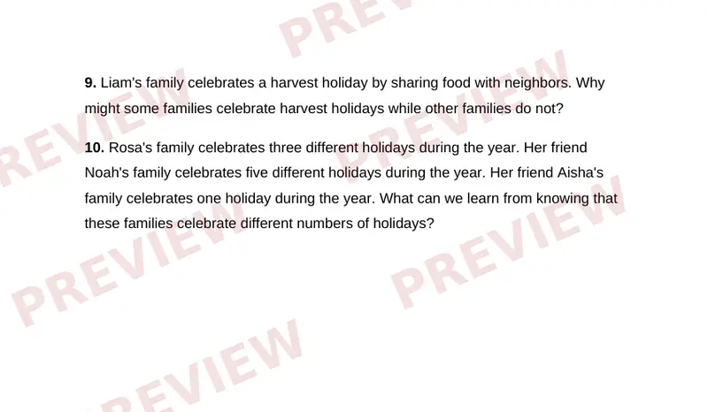 Page 2 partial preview of Family Holidays and Traditions