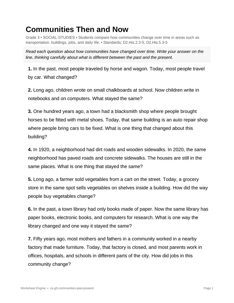 Page 1 preview of Communities Then and Now