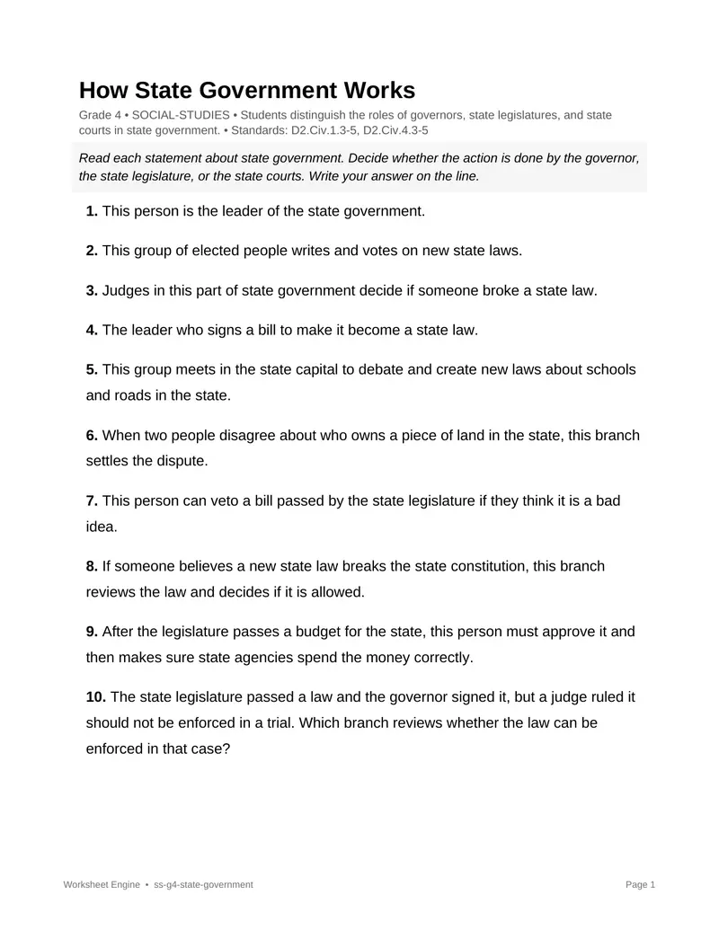 Page 1 preview of How State Government Works